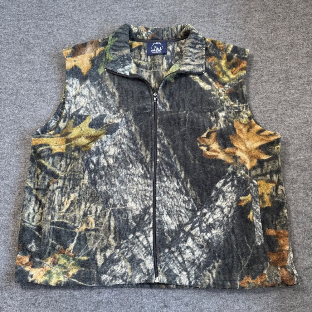 Vintage Coyote Mens XL Fleece Vest Camo Full Zip Camouflage Hunting Outdoor